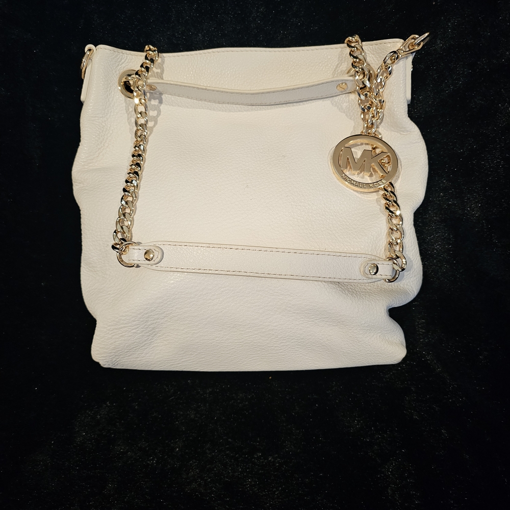 Michael Kors White Leather Chain Shoulder Bag